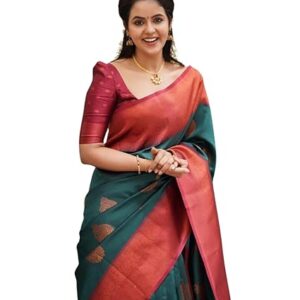 SGF11 Women's Kanjivaram Soft Lichi Silk Saree With Blouse Piece