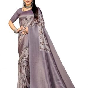 Women's Digital Print Art Silk Saree With Unstitched Blouse Piece (Rani) | Printed Sarees For Women | Wedding/Festive Sarees