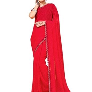 Women Embellished Bollywood Chiffon Saree Elegant Design For Weddings, Parties, And Festivities