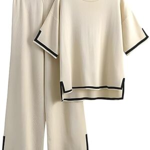 TYSORT Women Casual Summer co ords Set Track Suit Oversized Top Baggy Pant,Top and Pajama Set