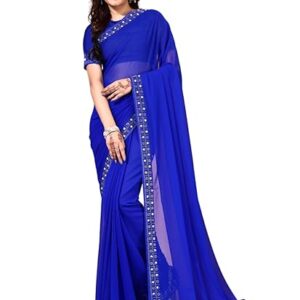 Women Embellished Bollywood Chiffon Saree Elegant Design For Weddings, Parties, And Festivities