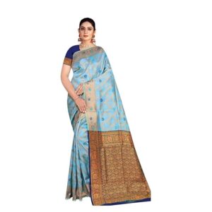 Women’s Soft Lichi Silk Saree | Jacquard Rich Pallu Design with Zari Border | Saree with Blouse Piece | Elegant Ethnic Wear