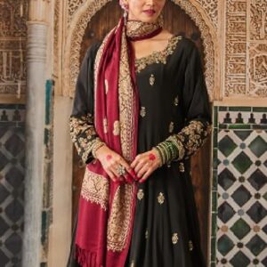 Pashmoda Women Naqsh Kashmiri Aari Embroidery Stole, Shawl, & Wrap, Luxury Pashmina Evening Wrap (Size: 71X203 CM)
