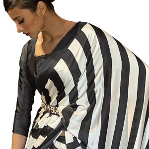 AKHILAM Women's Striped Crepe Printed Saree With Unstitched Blouse Piece (KLZE246001_RJ_Parent)