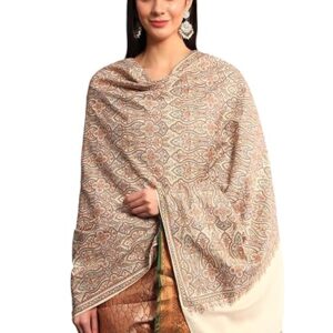 Pashmoda Women Gulsheren100% Fine Wool Sozni Hand Embroidered Shawl, Stole and Wrap, Kashmiri Pashmina Shawl, Heritage Luxury, Sustainable and Natural Fabric