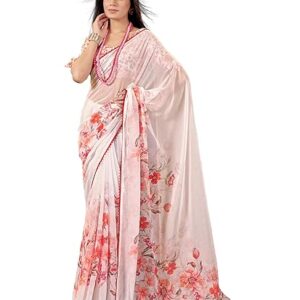 Garden Vareli Floral Printed Slub Taspa Saree With Unstitched Blouse Piece