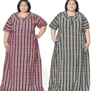 Tout ENSEMLE Women's Cotton Printed Maxi Nighty - Plus Size Nightwear 3XL, Comfortable Lounge Dress for Ladies, Soft Breathable Sleepwear - Floral Design, Summer Night Gown