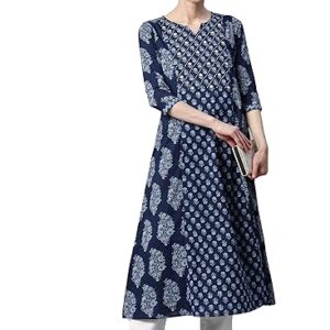 Vbuyz Women's Cotton Print & Hand Work A-Line Stitched Kurta| Kurta for Women Kurta for Women | Kurta for Women Cotton | Stylish Kurta | Festival kuratis | Cotton Kurtas