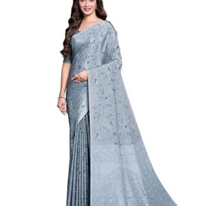 Garden Vareli Floral Print Crepe Saree With Unstitched Blouse Piece