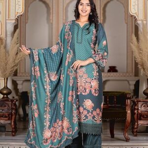 Vbuyz Women's Digital Print Muslin Pakistani Style Stitched Kurta Palazzo With Dupatta | Eid Suits For Women | Salwarsuit For Women