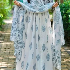 anarakali kurti dupatta blue