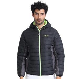 Boldfit winter jacket for men puffer standard length jacket for men winter wear padded bomber jackets for man full sleeves winter wear for man with hoodie
