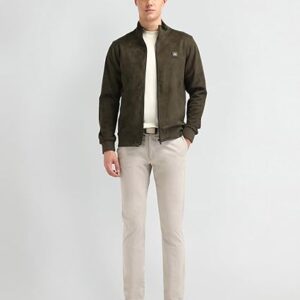 Arrow Sports Men's Olive Solid High Neck Long Sleeve Casual Polyester Regular Fit Jacket