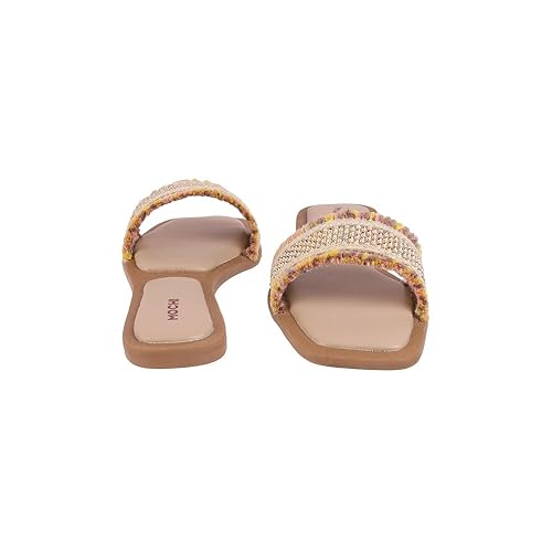 Mochi Women Frayed Denim Embellished Casual Flats - Image 2