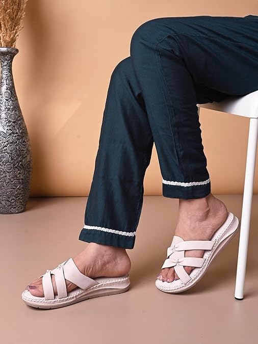 XE Looks Orthopedic Doctor Slippers – Cross-Strap Flat Sandals with Cushioned Sole and Trendy Design for Girls & Womens - Image 4